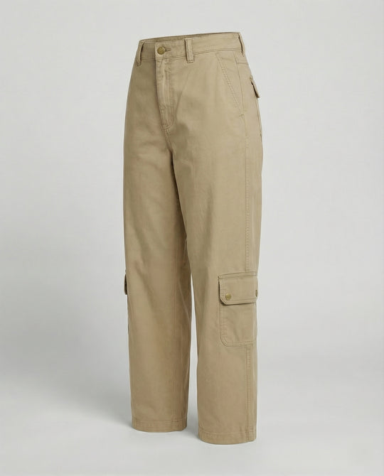 Legerweite Cargo-Palazzohose mit aufgesetzten Klappentaschen, Druckknopfdetails und mittelhohem Bund R&B