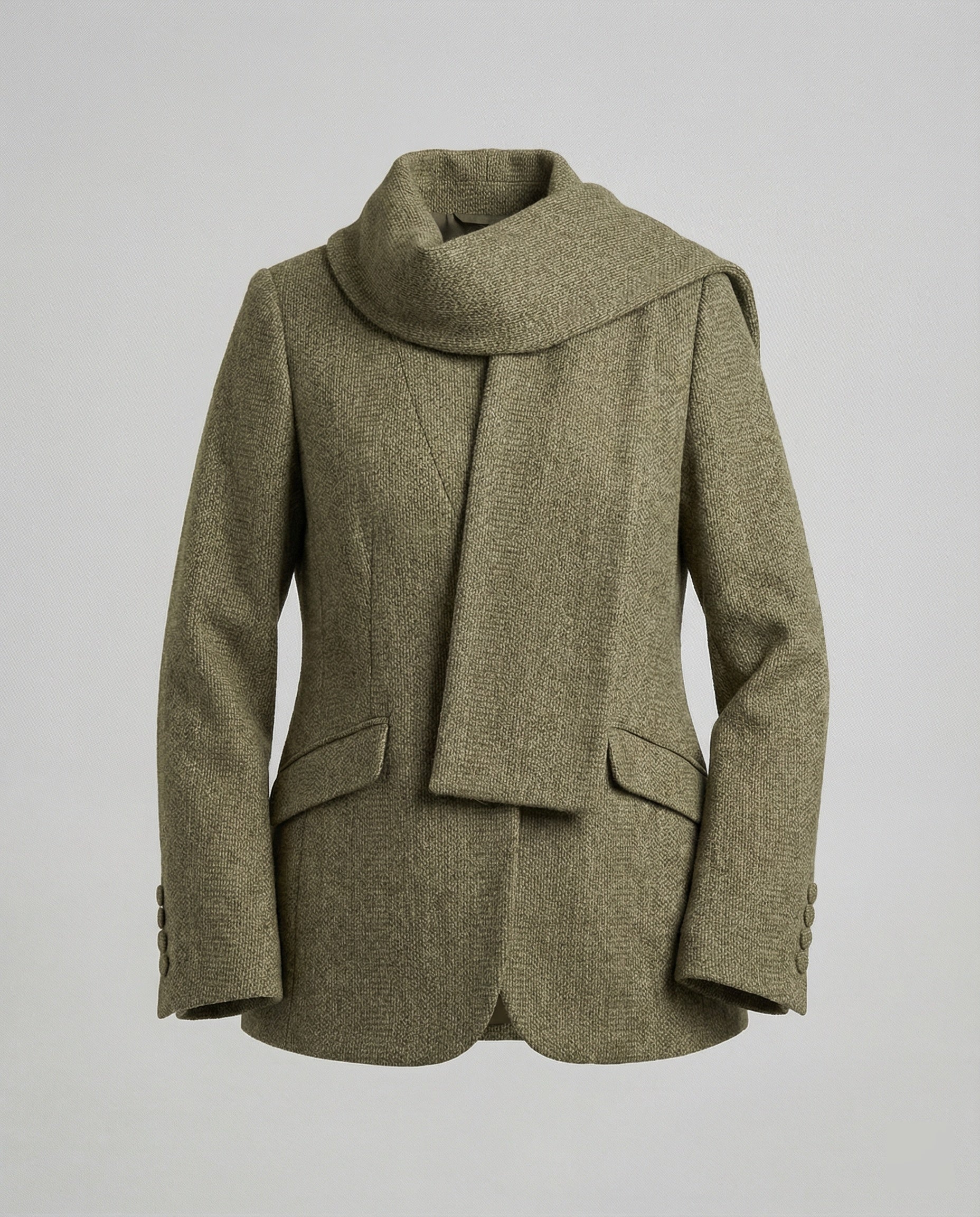 Strukturierter Strickblazer mit Schluppe und tailliertem Schnitt R&B