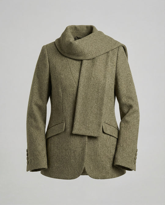 Strukturierter Strickblazer mit Schluppe und tailliertem Schnitt R&B