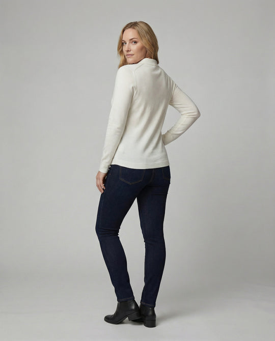 Feinstrick-Hemdbluse mit verdeckter Knopfleiste und verlängerten Manschetten R&B