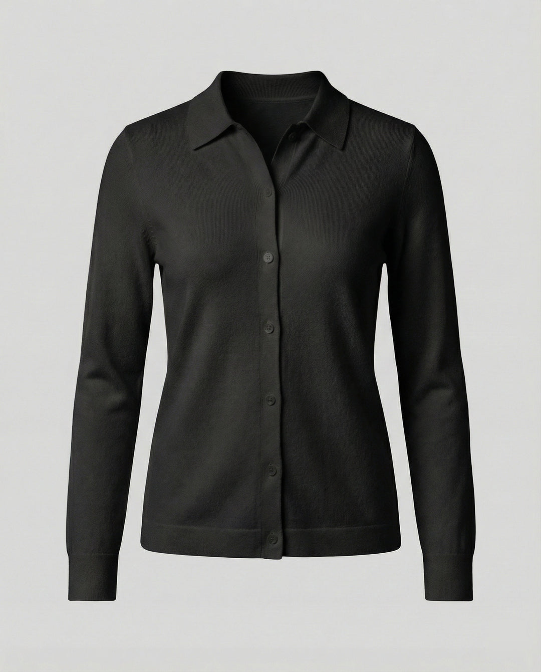 Feinstrick-Hemdbluse mit verdeckter Knopfleiste und verlängerten Manschetten R&B
