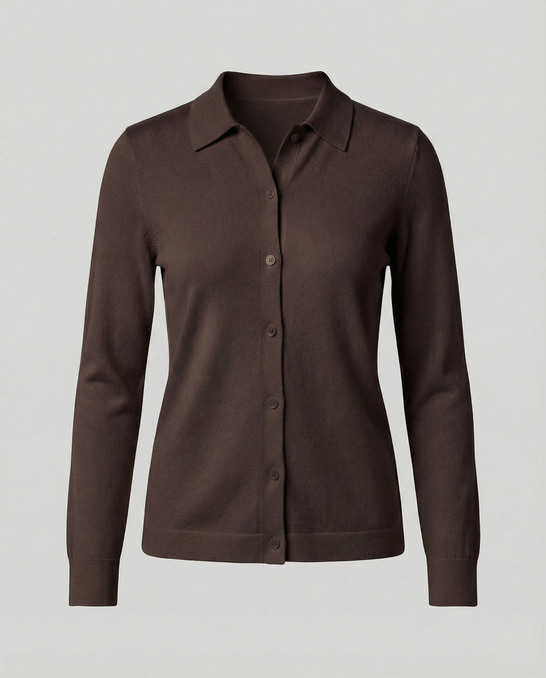 Feinstrick-Hemdbluse mit verdeckter Knopfleiste und verlängerten Manschetten R&B