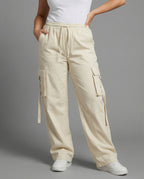 Ultraweite Cargohose mit hohem Elastikbund, Mehrfachklappentaschen und verstellbarem Beinabschluss R&B