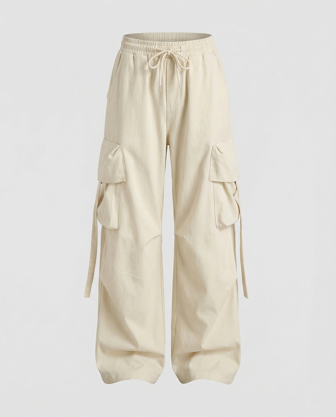 Ultraweite Cargohose mit hohem Elastikbund, Mehrfachklappentaschen und verstellbarem Beinabschluss R&B