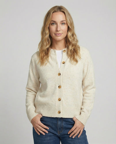 Weich gestrickte V-Ausschnitt Strickjacke mit überschnittener Schulter und Perlmuttknopfleiste R&B