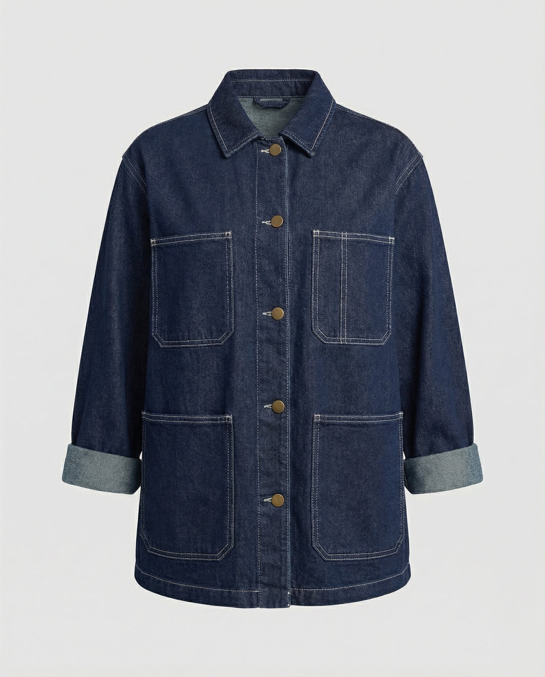 Weit geschnittene Jeansjacke im Mantelstil mit aufgesetzten Taschen R&B
