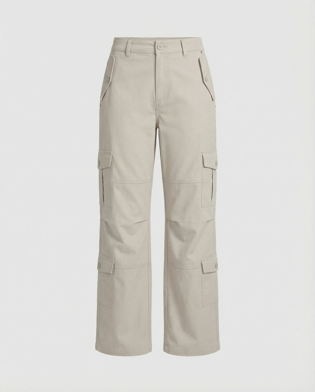Weit geschnittene hochtaillierte Statement-Hose mit asymmetrischen Paneel-Falten und Zierdruckknöpfen R&B