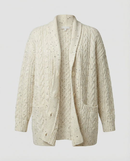 Grobstrickcardigan mit Zopfmuster Eingrifftaschen und Zierknopfleiste R&B