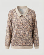 Weit geschnittenes Sweatshirt mit Polokragen und floralem Aquarellprint R&B