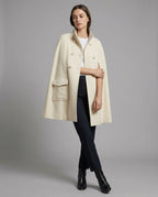 Weiter Wollmix-Cape mit Stehkragen und asymmetrischer Knopfleiste R&B