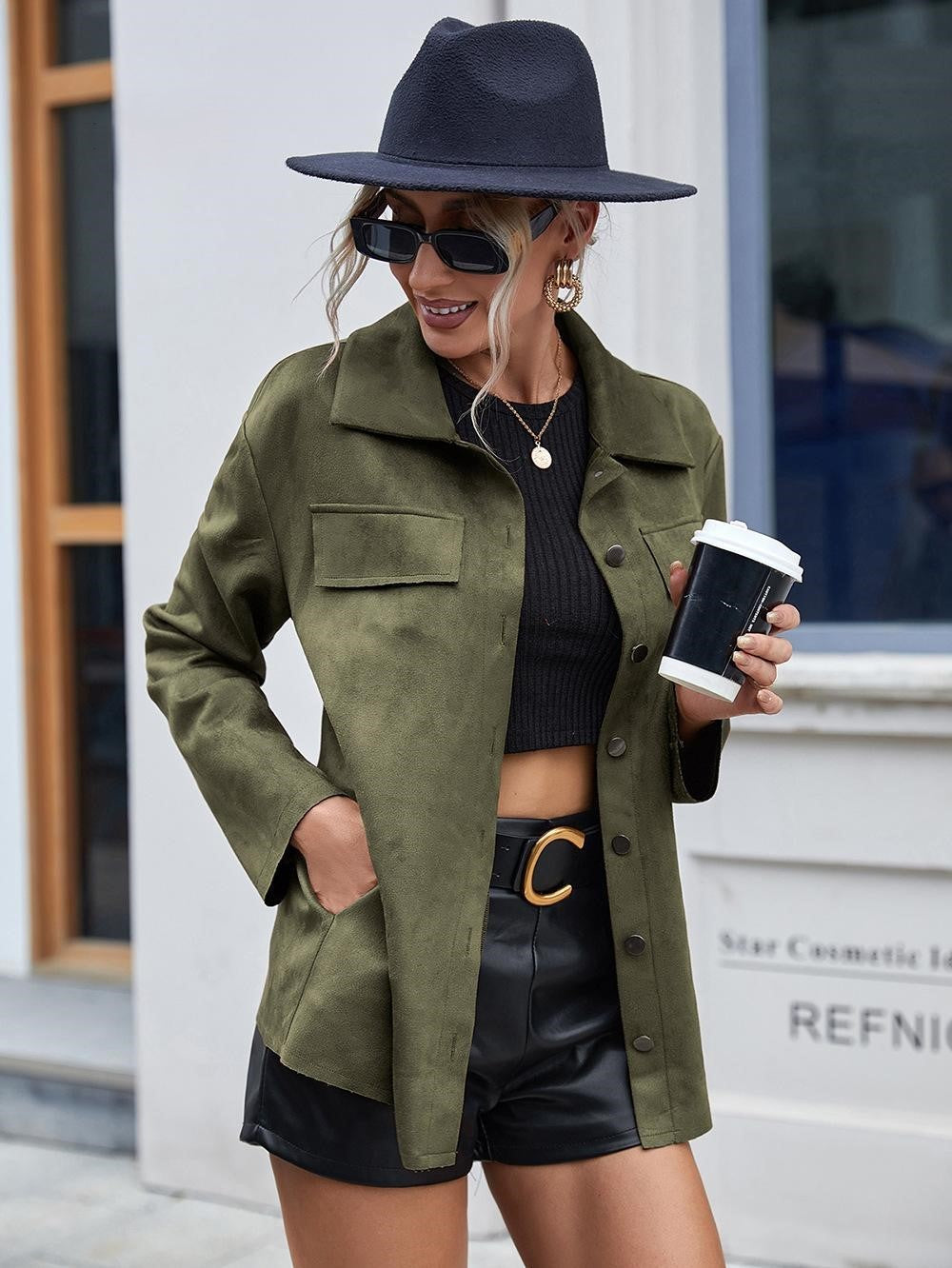 R&B | Damen Wildlederjacke mit Knöpfen Valay