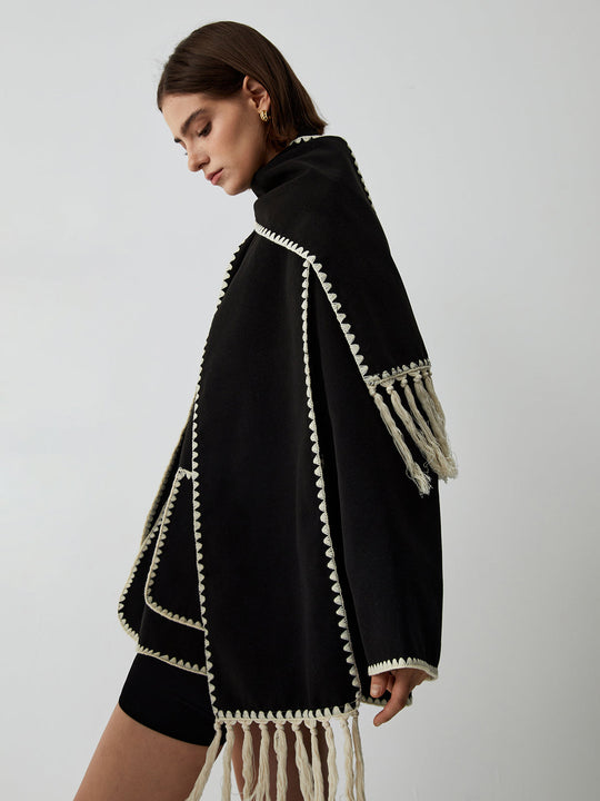 R&B | Damenjacke mit kontrastierenden Paspeln und eleganter Schal Alesha