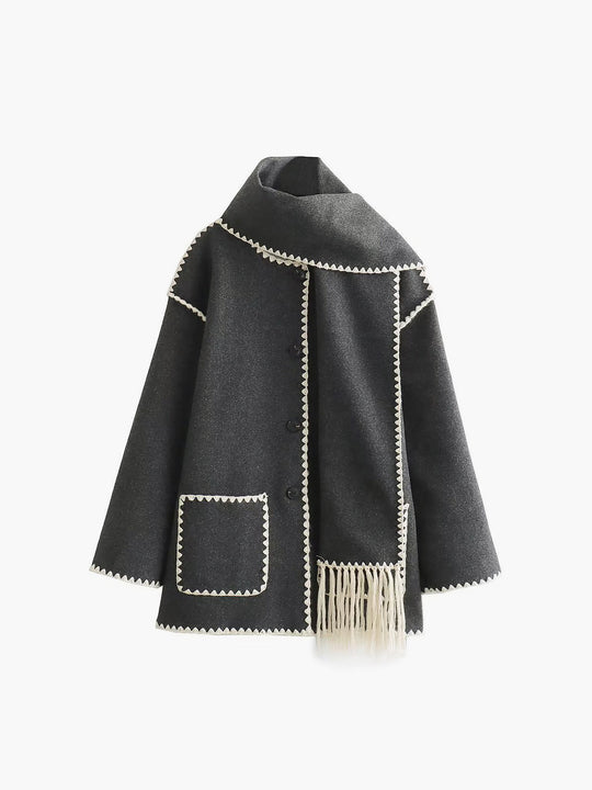 R&B | Damenjacke mit kontrastierenden Paspeln und eleganter Schal Alesha