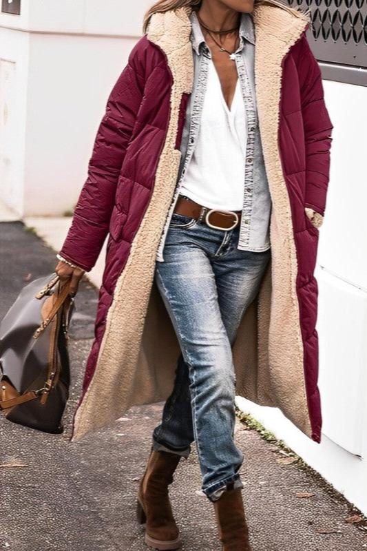 R&B | gesteppte Winterjacke Damen - wendbare warme Jacke mit Kapuze