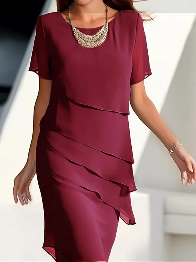 R&B | Elegantes Midikleid mit Lagen Shiftkleid Martina
