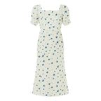 R&B | Damen Sommer Rechteck-Ausschnitt Kleid Midi
