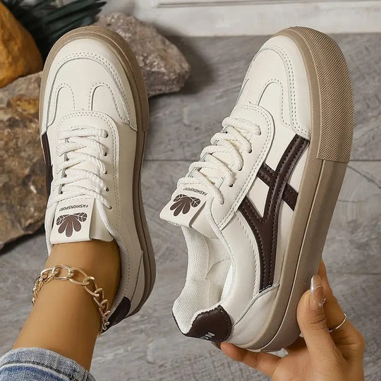 Damen Sneaker - Schnürschuhe - Sportlich - Skate Schuhe - Weiße Sneaker R&B