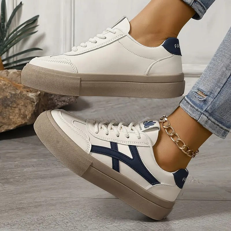 Damen Sneaker - Schnürschuhe - Sportlich - Skate Schuhe - Weiße Sneaker R&B