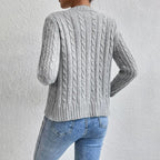 R&B | Damen Strickcardigan mit Kabelmuster und Knopfverschluss