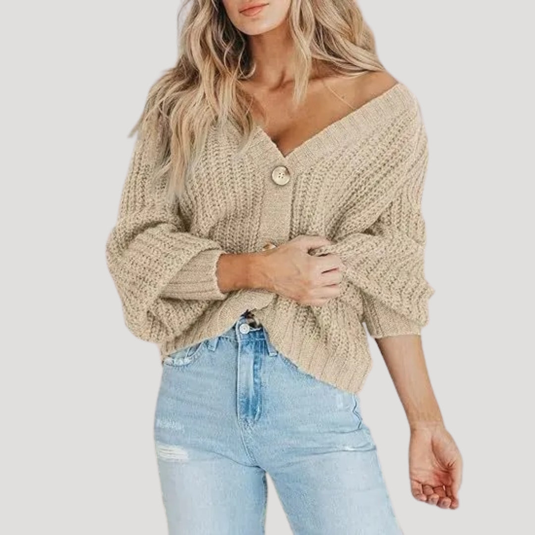 R&B | Damen Strickjacke mit Übergroßen Ärmeln