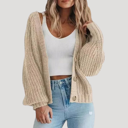 R&B | Damen Strickjacke mit Übergroßen Ärmeln