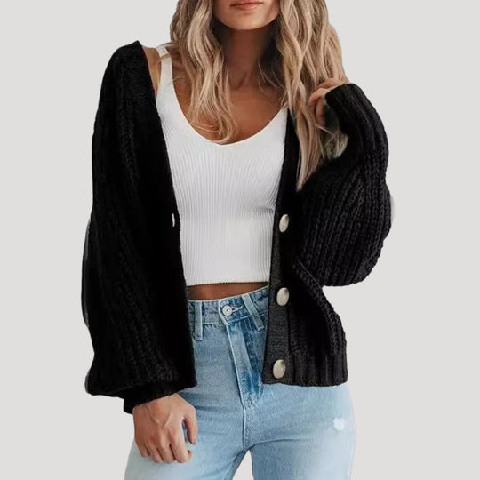 R&B | Damen Strickjacke mit Übergroßen Ärmeln