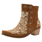Damen Cowboy Stiefel Stiefeletten Imitationsleder mit Gummisohle R&B