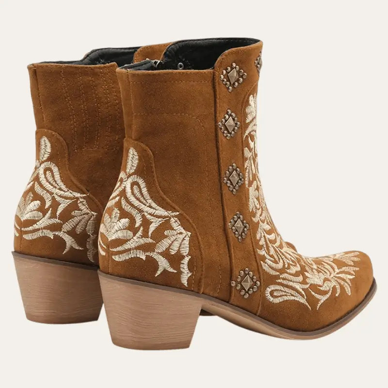 Damen Cowboy Stiefel Stiefeletten Imitationsleder mit Gummisohle R&B