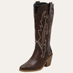 Damen Cowboy Stiefel Imitationsleder Moderner Western Stil mit Gummisohle R&B
