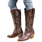 Damen Cowboy Stiefel Imitationsleder Moderner Western Stil mit Gummisohle R&B