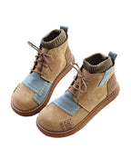 Damen Knöchelboots Retro-Stil mit dickem Absatz R&B