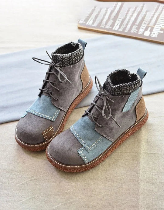 Damen Knöchelboots Retro-Stil mit dickem Absatz R&B