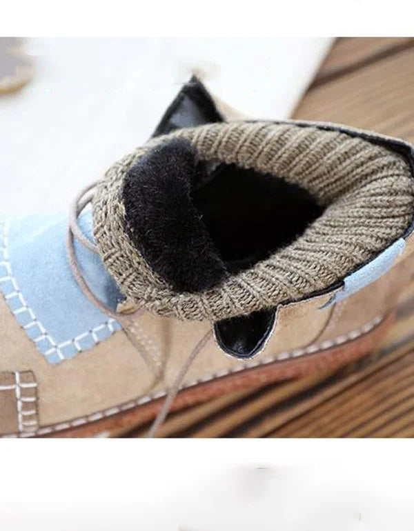 Damen Knöchelboots Retro-Stil mit dickem Absatz R&B