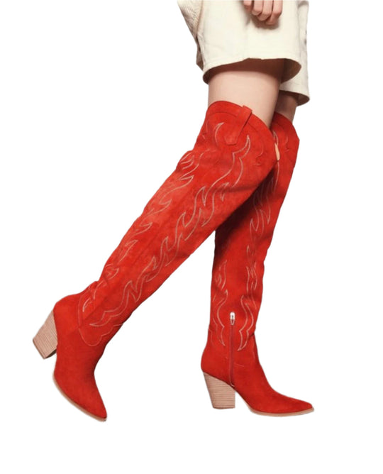 Damen Kniehohe Westernstiefel R&B