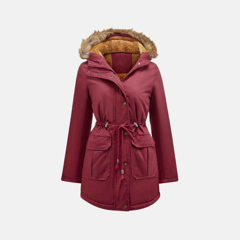 R&B | Damen Parka Winterjacke mit Fleece-Futter und Kunstfellkapuze
