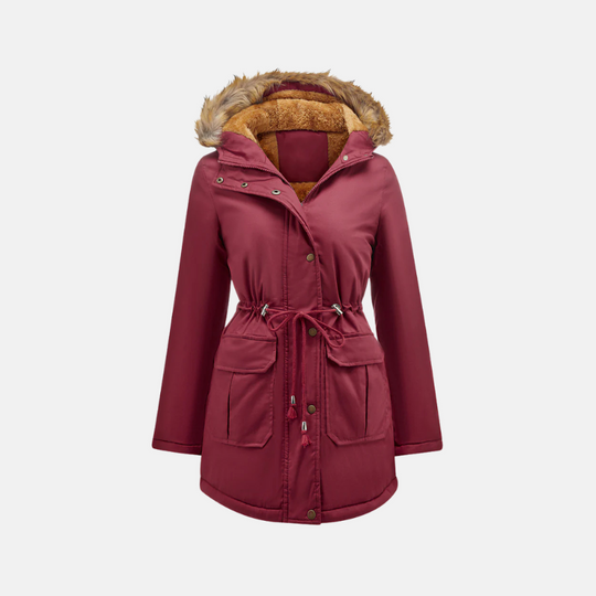 R&B | Damen Parka Winterjacke mit Fleece-Futter und Kunstfellkapuze