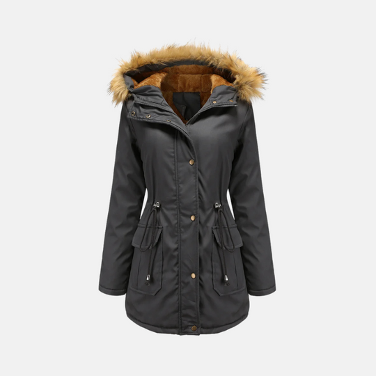 R&B | Damen Parka Winterjacke mit Fleece-Futter und Kunstfellkapuze