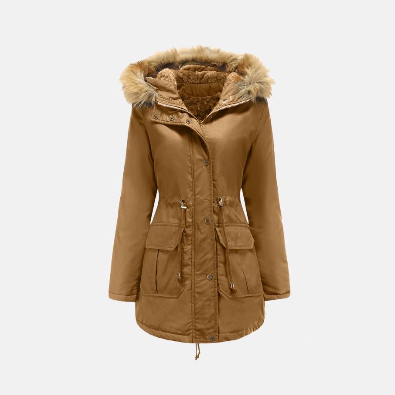 R&B | Damen Parka Winterjacke mit Fleece-Futter und Kunstfellkapuze