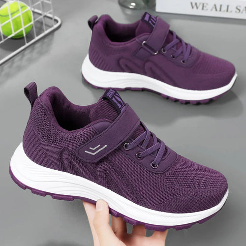 Damen Sneaker Atmungsaktive Freizeit Schnür-Mesh-Schuhe R&B