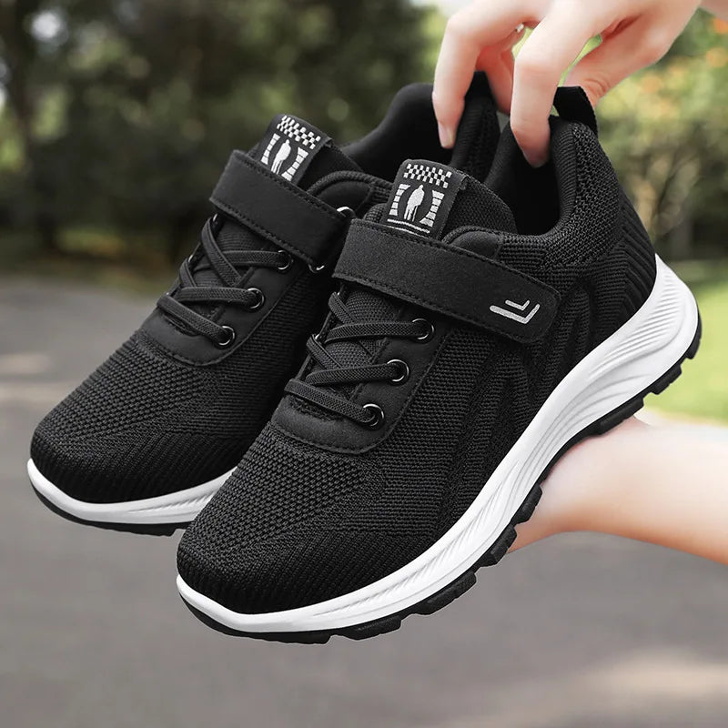 Damen Sneaker Atmungsaktive Freizeit Schnür-Mesh-Schuhe R&B