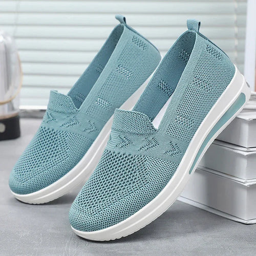 Damen Sneakers Atmungsaktive Gestrickte Mesh Freizeit Schuhe R&B