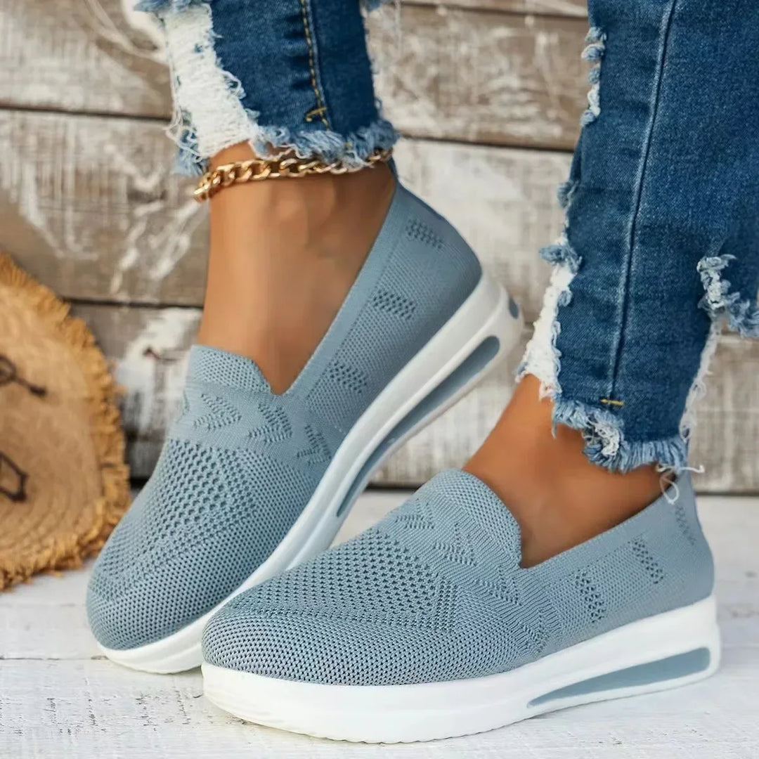Damen Sneakers Atmungsaktive Gestrickte Mesh Freizeit Schuhe R&B