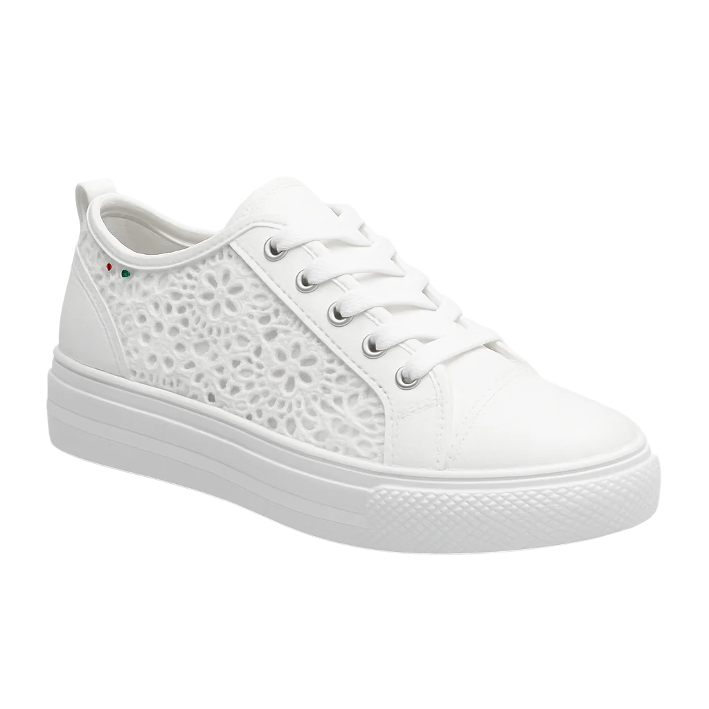 Damen Sneakers gehäkelt mit Schnürung und verstärktem Absatz R&B