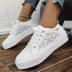 Damen Sneakers gehäkelt mit Schnürung und verstärktem Absatz R&B