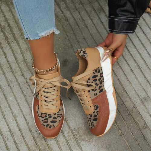 Damen Sneakers Leopard Druck Bequeme Passform R&B