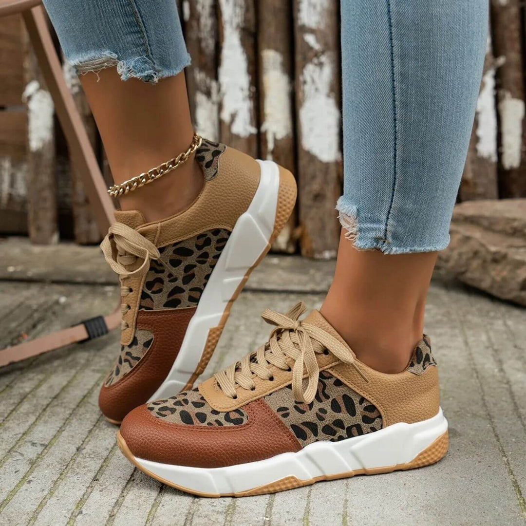 Damen Sneakers Leopard Druck Bequeme Passform R&B