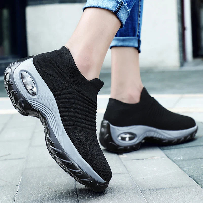 Damen Sneaker Orthopädische Plattform Atmungsaktiv Textil R&B