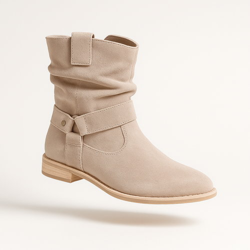 Damen Wildleder Stiefeletten mit niedrigem Absatz und Reißverschluss für Freizeit- und formelle Anlässe R&B