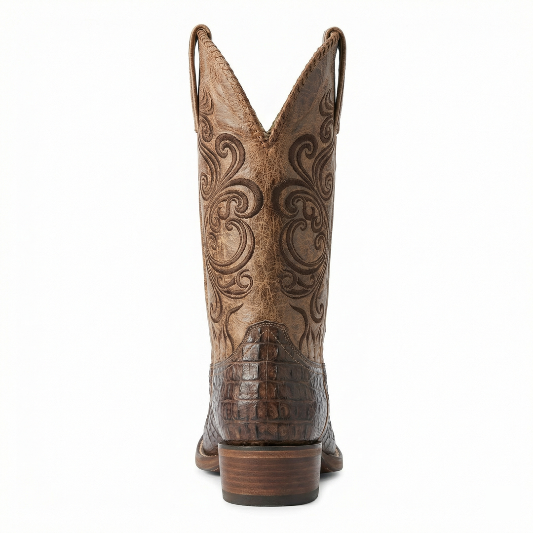 R&B | Westernstiefel - Geprägtes Leder mit Blockabsatz