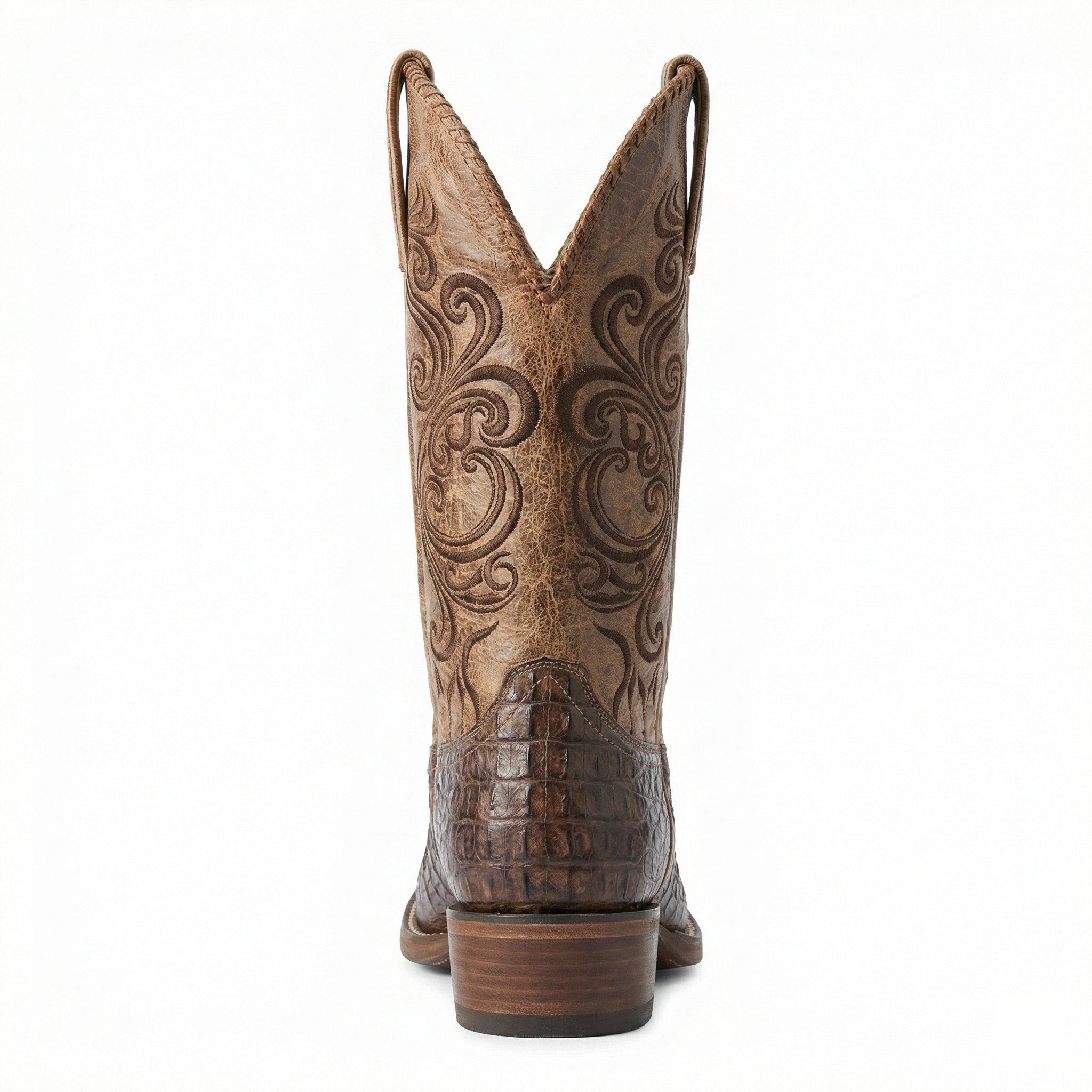 R&B | Westernstiefel - Geprägtes Leder mit Blockabsatz